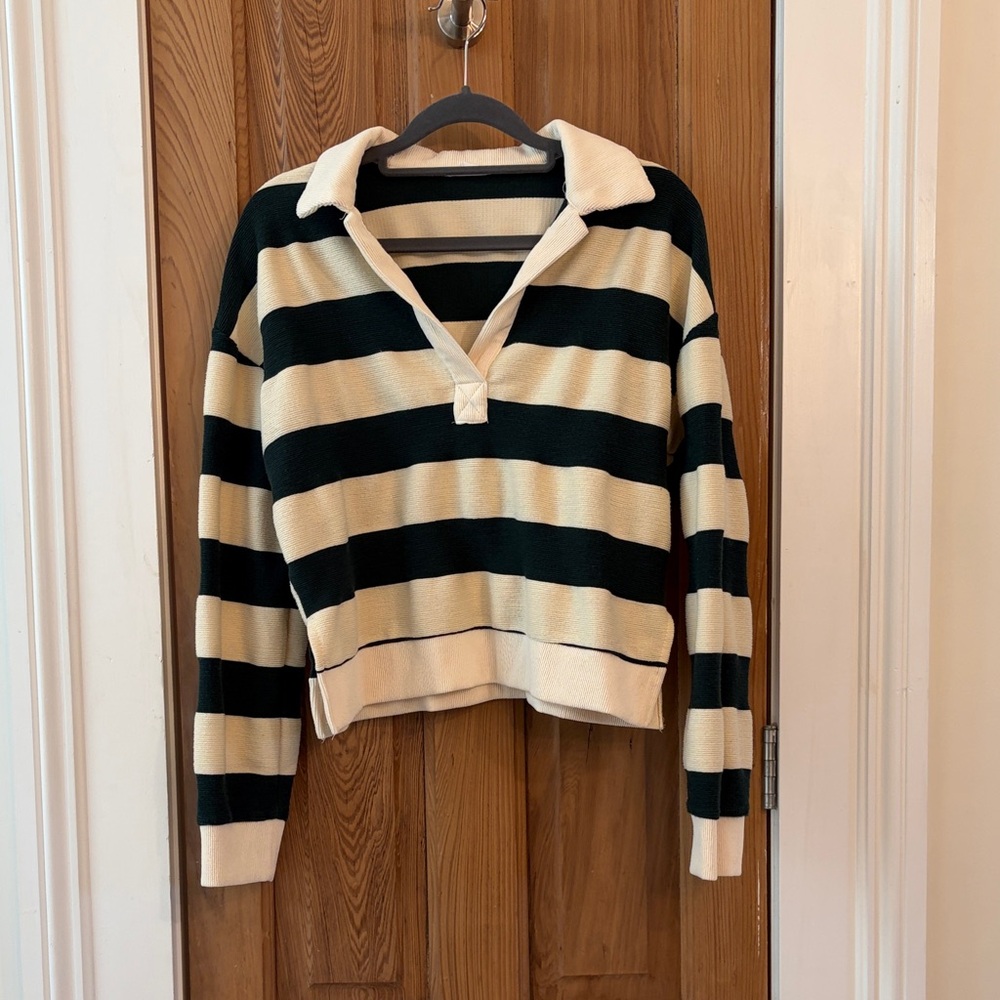 Blu Pepper Black and Cream Striped Top